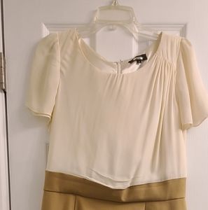 Tahari ASL Midi Cream and Tan Dress size 12